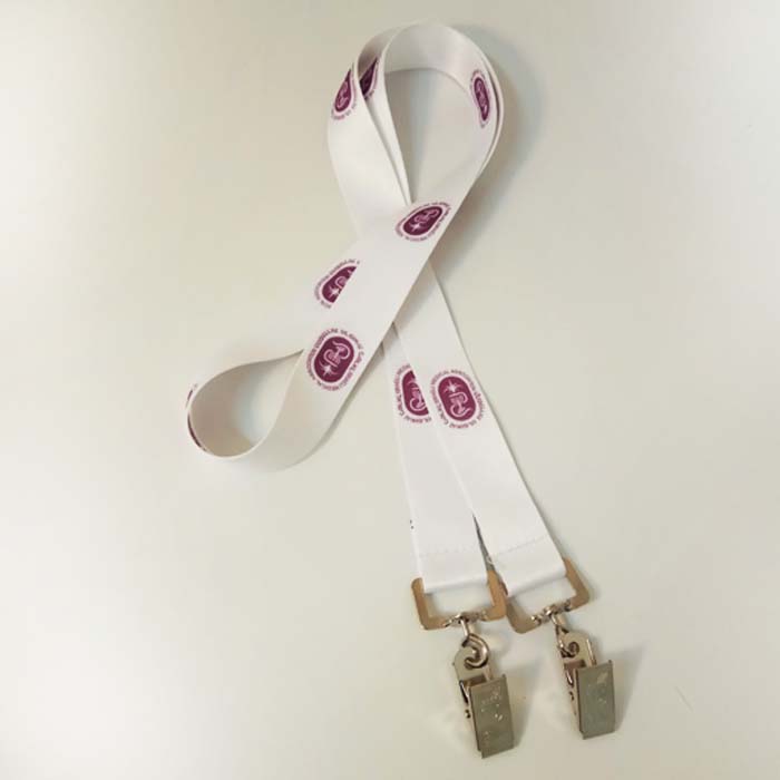 שרוך ממותג לבן + קליפס כפול – תמונה 2