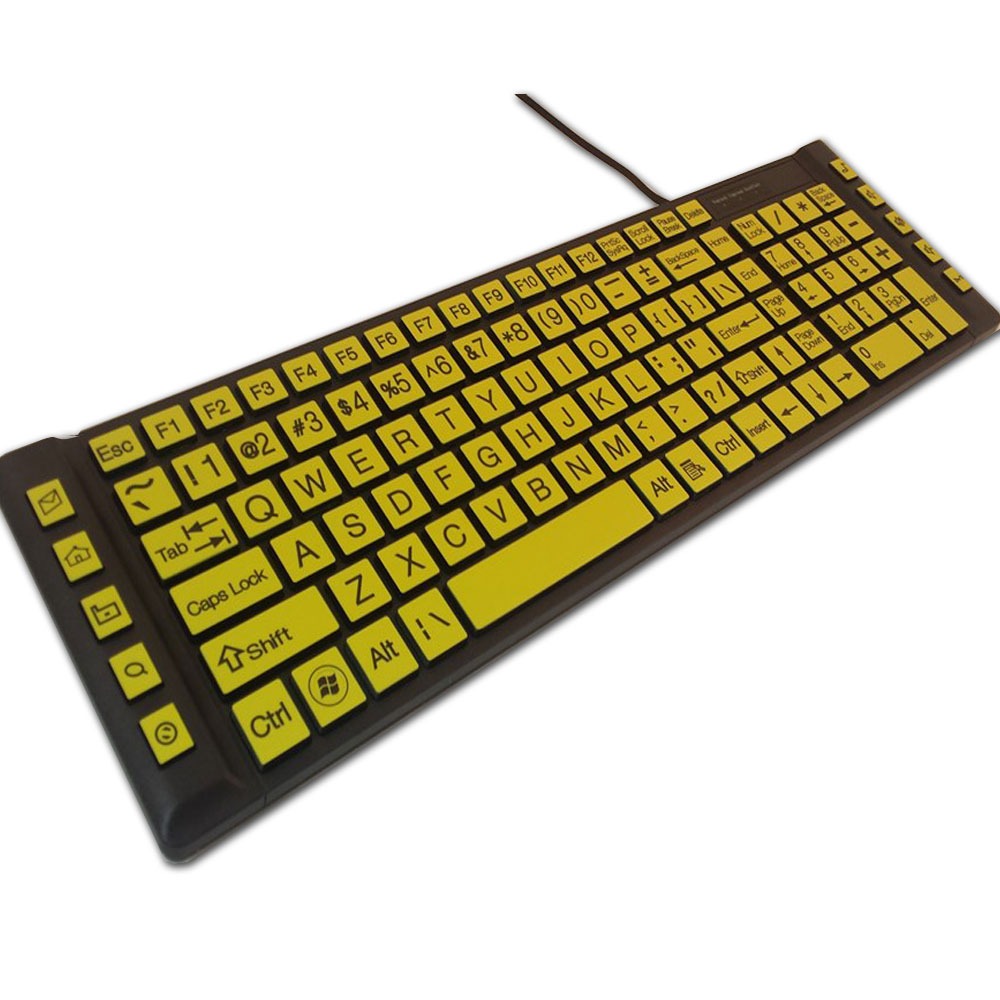 מקלדת USB שחורה + אותיות מוגדלות באנגלית