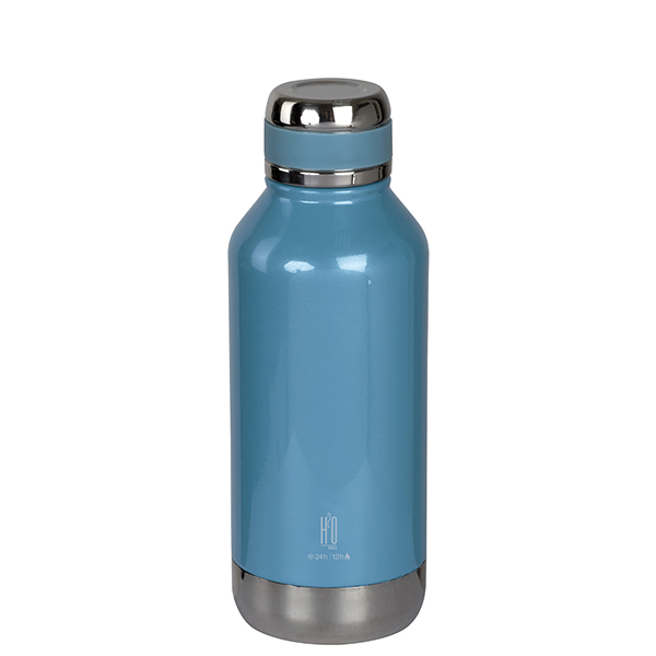 בקבוק ממותג תרמי נירוסטה- 500 מ"ל עם לוחית כרום במארז גליל מהודר מבית H2O-Pro – תמונה 3