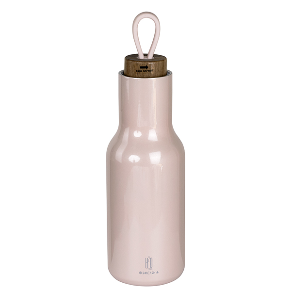 סימון על בקבוק תרמי- נירוסטה עם פקק עץ יוקרתי – תמונה 2