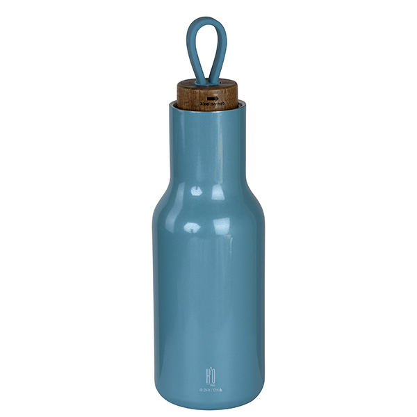 סימון על בקבוק תרמי- נירוסטה עם פקק עץ יוקרתי – תמונה 3