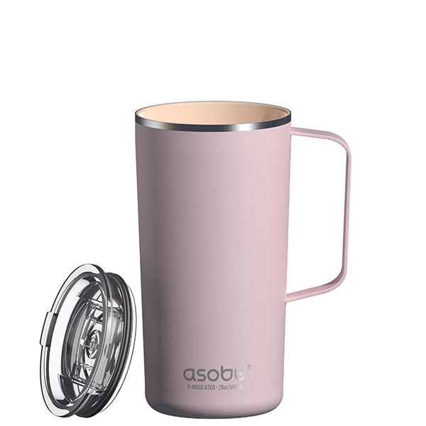 ספל תרמי ממותג מנירוסטה ציפוי קרמי פנימי- 600 מ"ל מכסה טרייטן עם ידית מבית ASOBU – תמונה 8