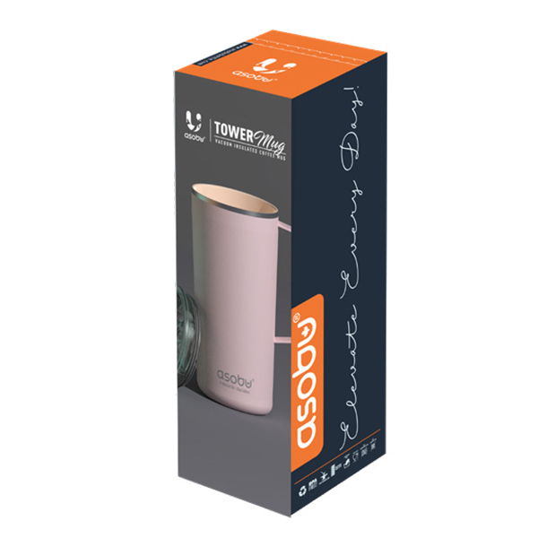 ספל תרמי ממותג מנירוסטה ציפוי קרמי פנימי- 600 מ"ל מכסה טרייטן עם ידית מבית ASOBU – תמונה 3