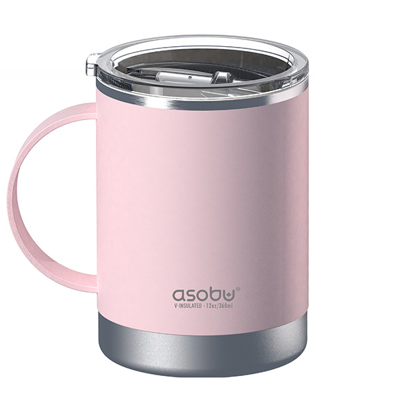 Ultimate ספל תרמי ממותג נירוסטה ציפוי קרמי פנימי- 360 מ"ל מכסה טרייטן עם ידית מבית ASOBU – תמונה 5