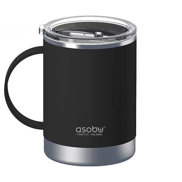 Ultimate ספל תרמי ממותג נירוסטה ציפוי קרמי פנימי- 360 מ"ל מכסה טרייטן עם ידית מבית ASOBU – תמונה 7