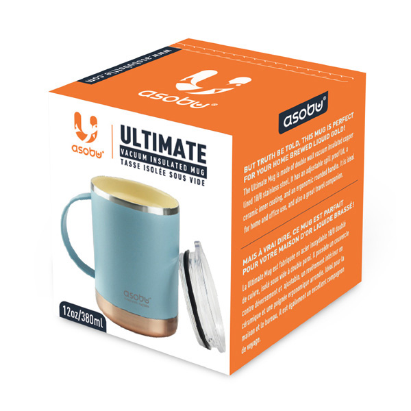 Ultimate ספל תרמי ממותג נירוסטה ציפוי קרמי פנימי- 360 מ"ל מכסה טרייטן עם ידית מבית ASOBU – תמונה 11