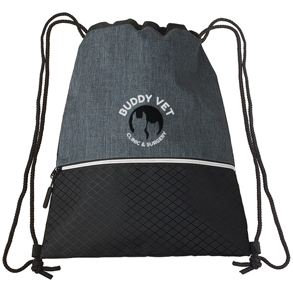 תיק גב שרוכים עם כיס קדמי - ממותג